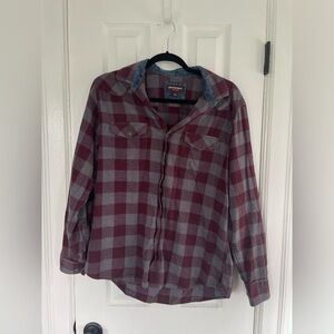 Johnston & Murphy Maroon/gray plaid button down